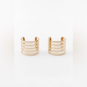Zara - Gold Tone Pair of Striped Bracelets Cuffs- NWT